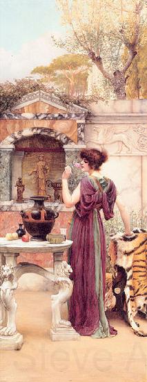 John William Godward At the Garden Shrine Pompeii France oil painting art